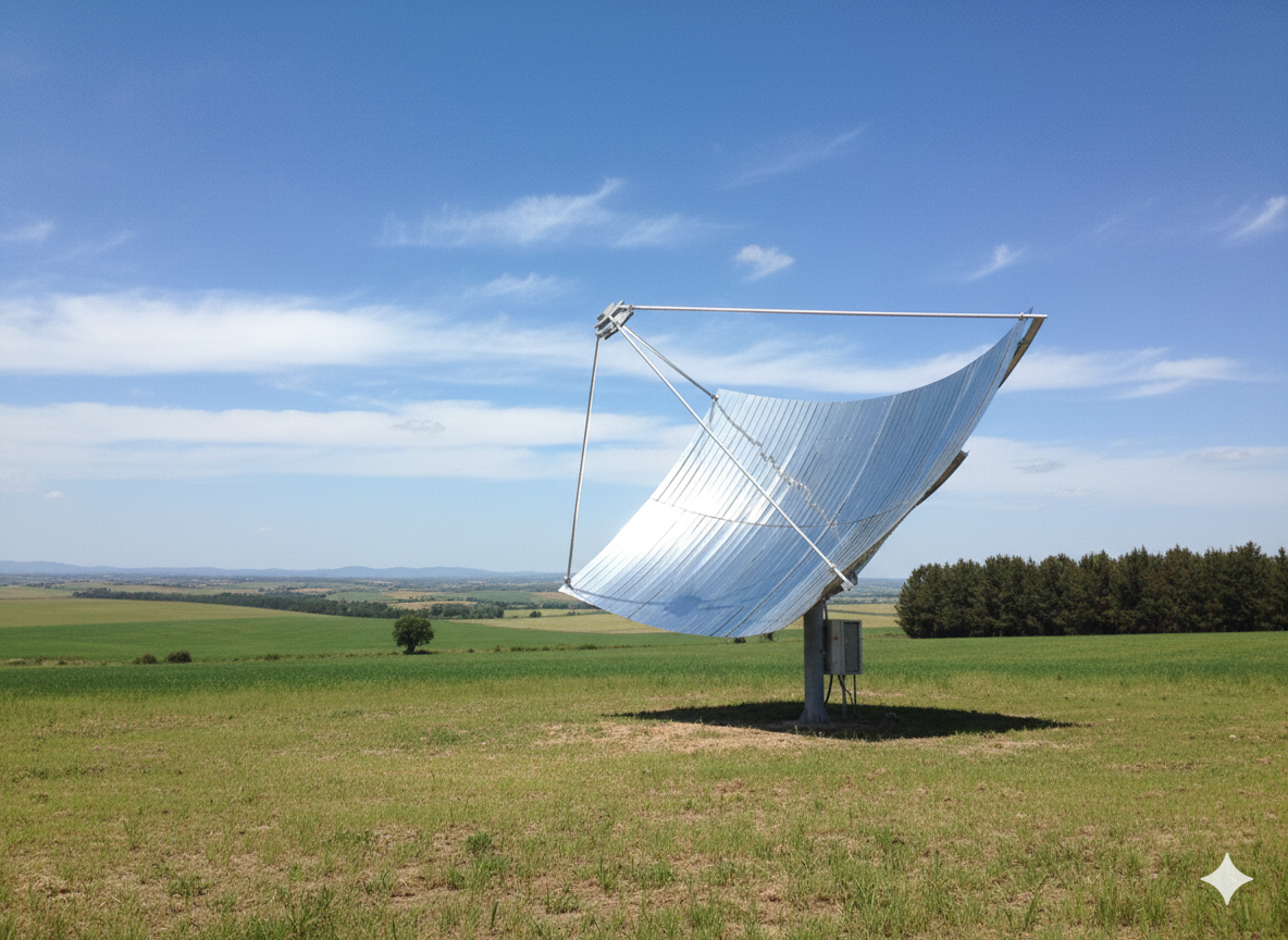 Diamond Sky parabolic collector with receiver under full irradiation